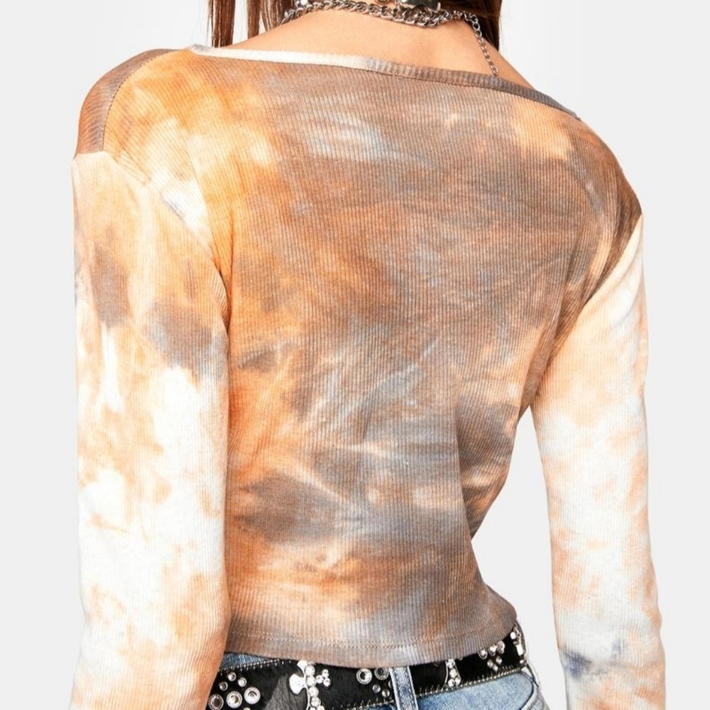 Zemeta Baby Girl Lock Ribbed Tie Dye Crop Top Hook Closure Sexy Babe Large NWT - Picture 4 of 9